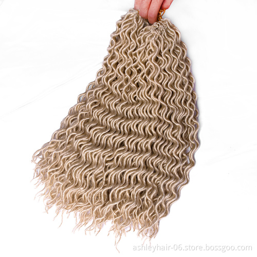 Heat Resistant Fiber Synthetic Crochet Goddess Curly Wavy Faux Locs Hair Extensions